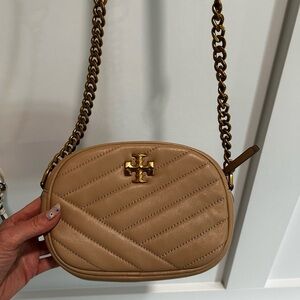 Tory Burch Pink Chevron Quilted Camera Bag